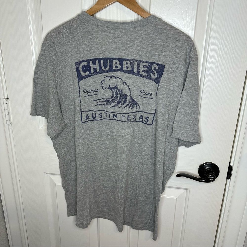 Chubbies Grey Blue Austin Texas Wave Graphic T-Shirt Sz XL Coastal Preppy Beach